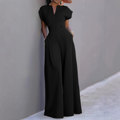 Graceful And Fashionable Solid Color High Waist Wide Leg Pants