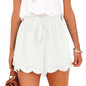 Summer Women's Shorts Double-layer Petals Elastic Waistband Lace-up Casual Slimming