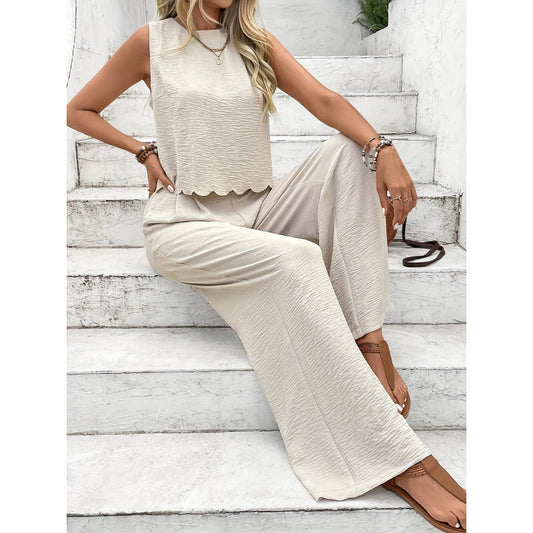 Women's Clothing Sleeveless Vest Casual Trousers Suit
