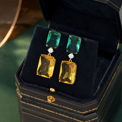 Earrings Gem Super Shiny Exquisite Silver Needle Geometry