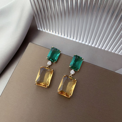 Earrings Gem Super Shiny Exquisite Silver Needle Geometry