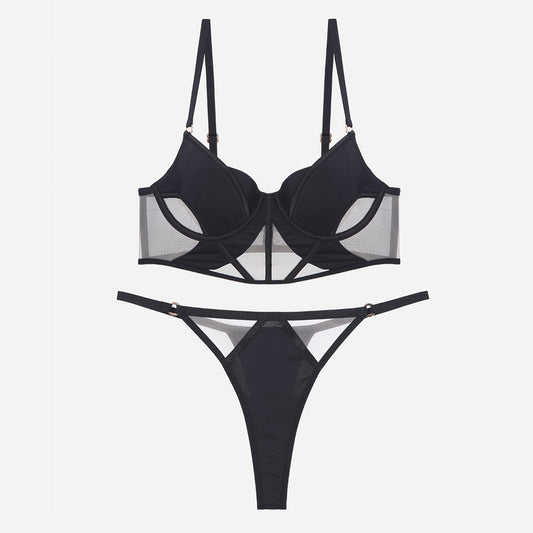 Glossy Mesh Hollow French Underwear Women