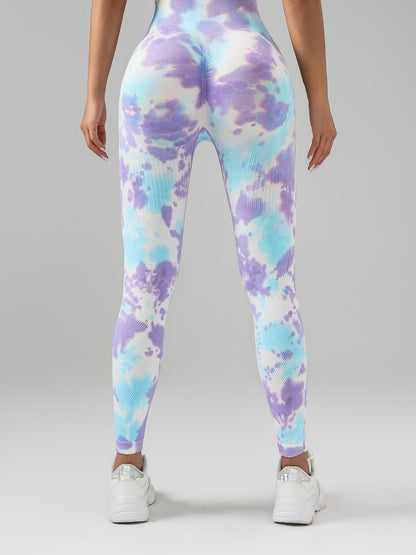 Tie Dye Scrunch Butt Lifting Seamless Leggings For Women High Waist Yoga Pants, Tummy Control Running Workout Tight