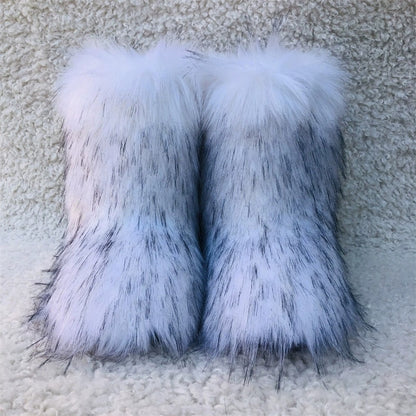 Raccoon Dog Fox Fur Fur Snow Boots