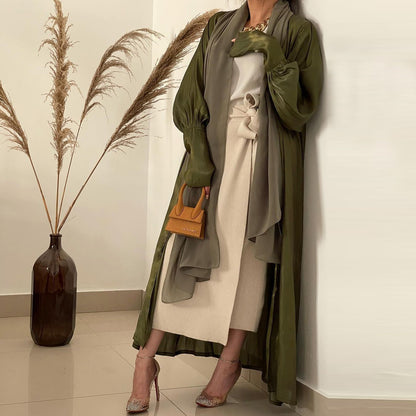 Dubai Arab Satin Cardigan Gown
