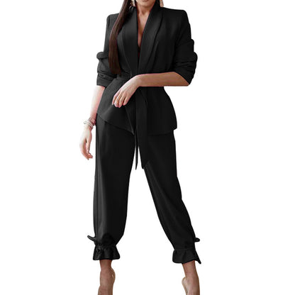 New Fashion Solid Color Casual Two Piece Suit