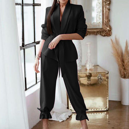 New Fashion Solid Color Casual Two Piece Suit