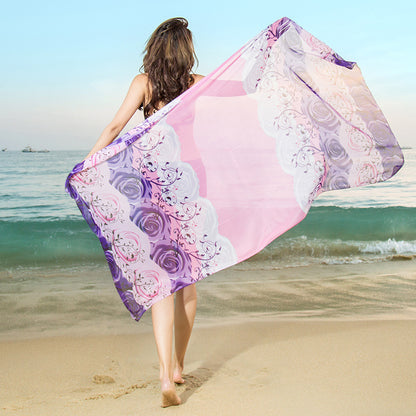 Spring And Autumn New Silk Scarf Versatile Decorative Winter Artificial Silk Beach Towel