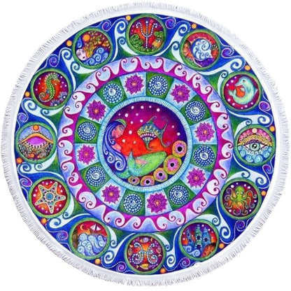 Microfiber 3D Printed Round Beach Towel