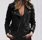 European And American Solid Color Women's Lapel Diagonal Zipper Short Jacket