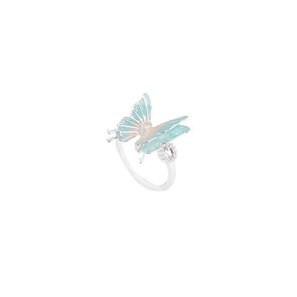 Korean Style Fairy Temperamental Colorful Butterfly Ring