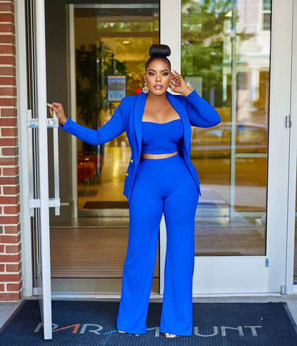 Wide Leg Pants Three Piece Set