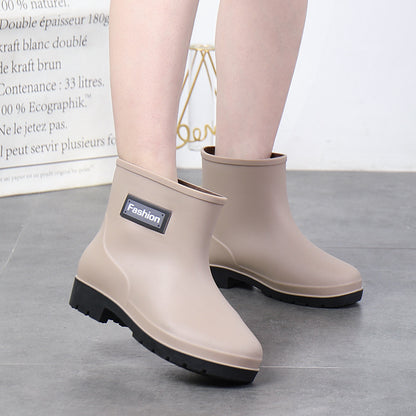 Fashion Work Wear Rain Shoes Adult Warm Women's Mid-calf Rain Boots