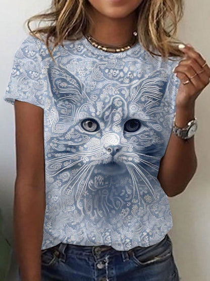 Printed Street Short Sleeve Sports T-shirt For Women