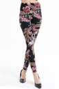 Women Color Brushed Rose Flower Print Leggings