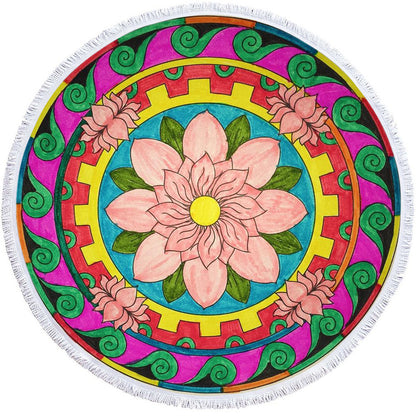 Microfiber 3D Printed Round Beach Towel