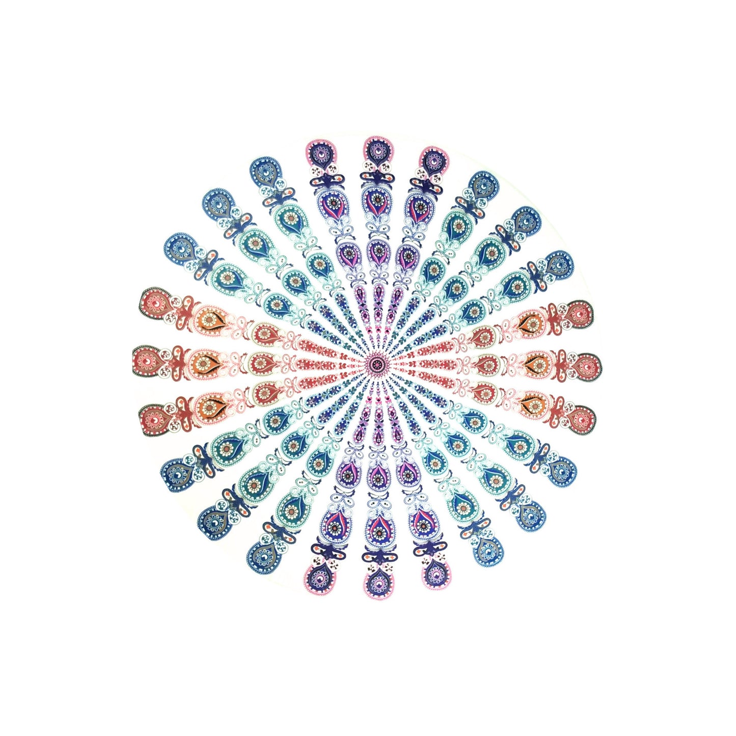 Shawl Print Mat Round Peacock Beach Towel