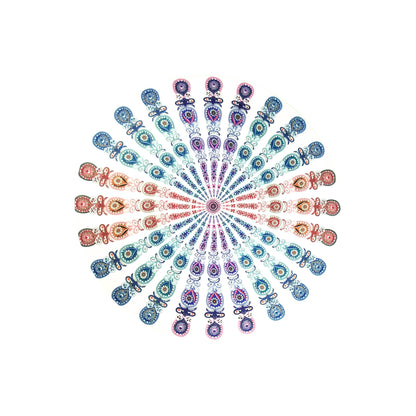 Shawl Print Mat Round Peacock Beach Towel