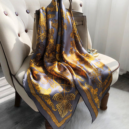 All-match Satin Square Women's Silk Scarf Shawl Beach Towel