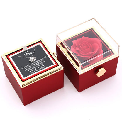 Rotating Soap Rose Jewelry Packing Box Necklace Gift Set