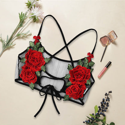 Three-Point Slim Padded Lace Bra Set Women