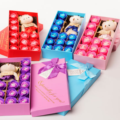 Valentine's Day Rose Gift Box 24k Gold Foil Rose Soap Flower