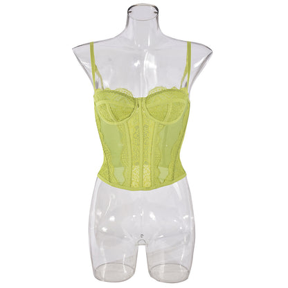 Lace Plastic Bones Body Shaping Tube Top Hollow Backless Camisole