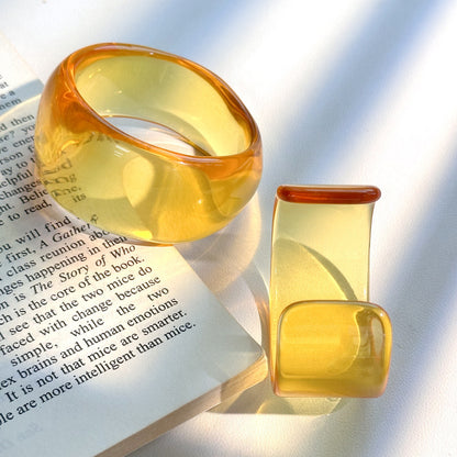 Resin Open Transparent Geometric Brown Bracelet For Women