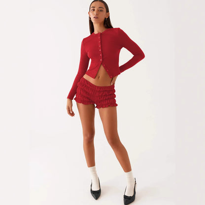 New Solid Color Slim-fit High-grade Long Button Cardigan Top