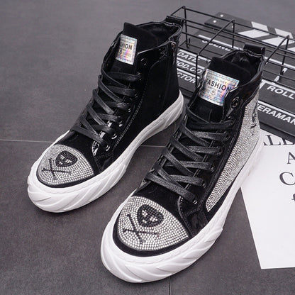 Casual High-top Sneakers With Synthetic Leather And Rubber Sole