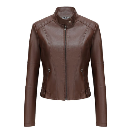 Women's Short Slim-fit Leather Coat