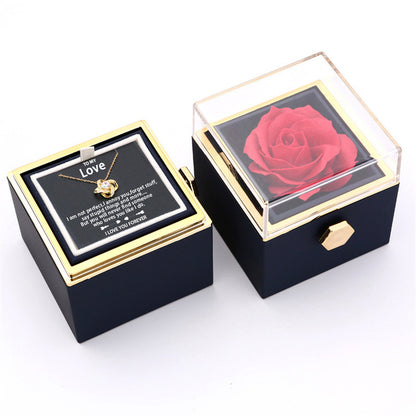 Rotating Soap Rose Jewelry Packing Box Necklace Gift Set
