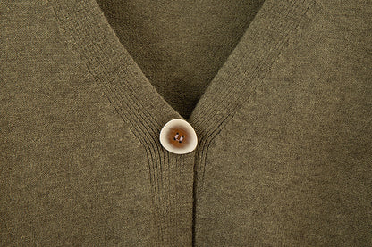 V-neck Cardigan Sweater Wide-leg Pants Suit