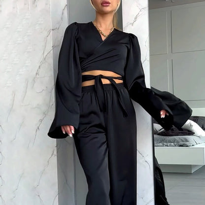 Comfortable Long Sleeve Trousers Pajamas Suit