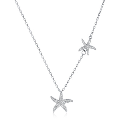Double Starfish Full Diamond Necklace Female Fashion Special-interest