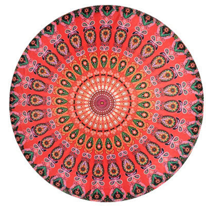 Shawl Print Mat Round Peacock Beach Towel