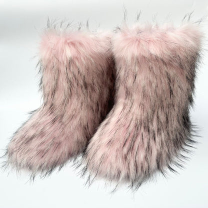 Thickened Plus Size Mid-calf Furry Fur Clothing Snow Boots