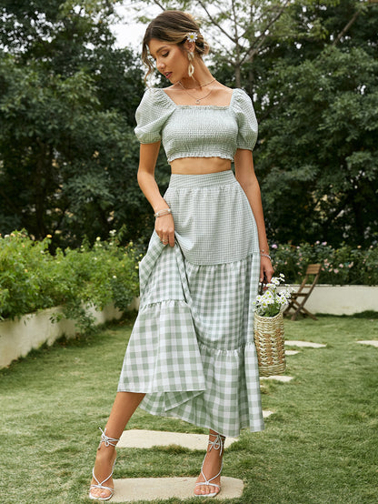 Fashion Casual Commuter Skirt Suit Half Body Solid Color Printing Temperament