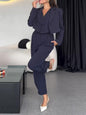 Striped Vest & Short Blazer & High-waisted Pants Three-piece Set