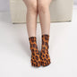 Leopard Print Large Flower Printed Multi-color Socks Sexy Girly Style Summer Breathable Anti-snagging