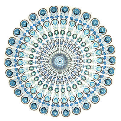 Shawl Print Mat Round Peacock Beach Towel
