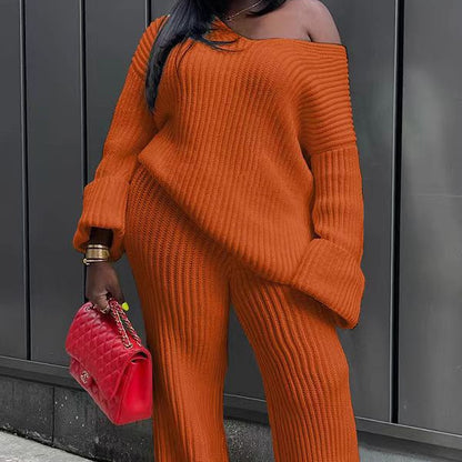 Casual Solid Color Loose Knitting Suit