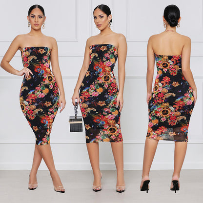 Sexy Tight-Fitting Breast-Wrapped Women Hip Dress