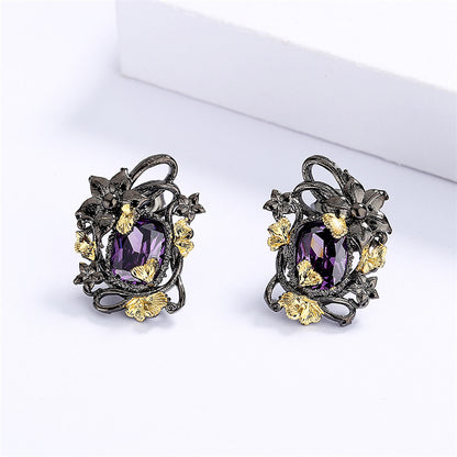 Retro Light Luxury Amethyst Earrings Women