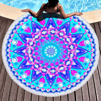 Microfiber 3D Printed Round Beach Towel