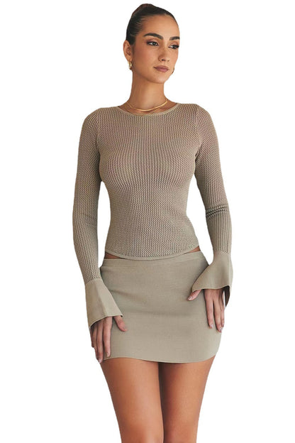 Solid Color Knitted Top Women's Long-sleeved Bottoming Sweater