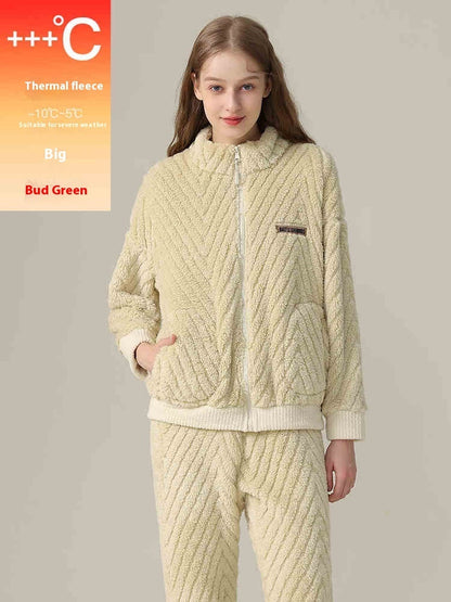 Women's Pajamas Fleece-lined Thickened Flannel Warm Loungewear Suit