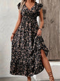 Fashion Floral Long Sleeve Waist Swing Dress