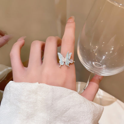 Korean Style Fairy Temperamental Colorful Butterfly Ring