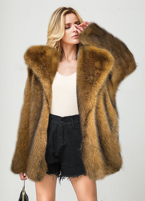 Fur Mid-length Coat Suit Warm Fur Coat